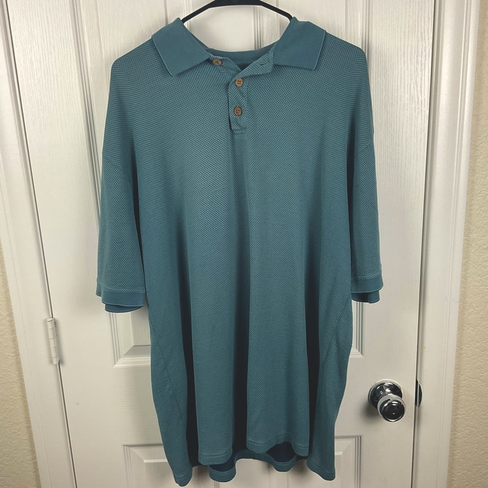 JoS. A. Bank Men’s Teal Silk/Cotton Short Sleeve Polo Shirt, Size XXL
